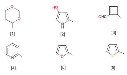 heterociclos como substituintes