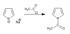 pyrrolium anion acylation