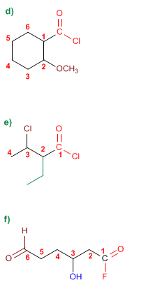 nomenclatura de haluros alcanoilo