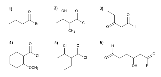 nomenclature des halogénures d'acides